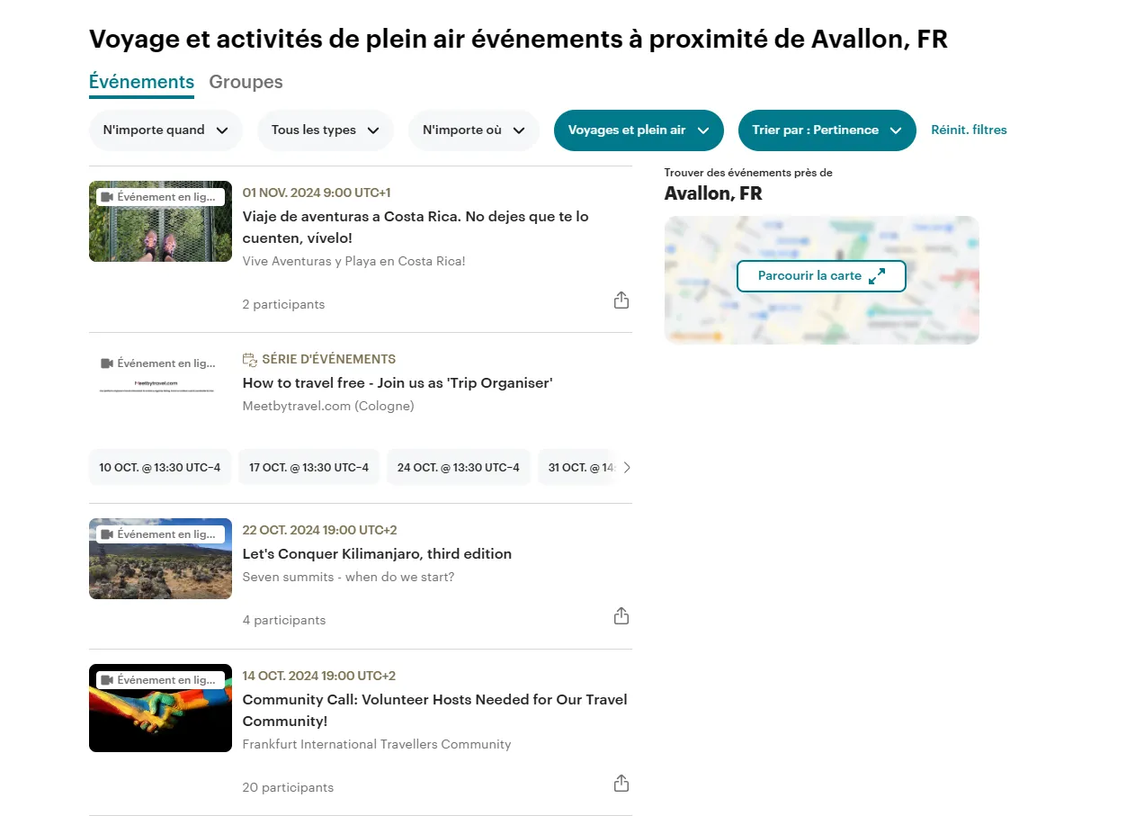 meetup voyages et activités en extérieur